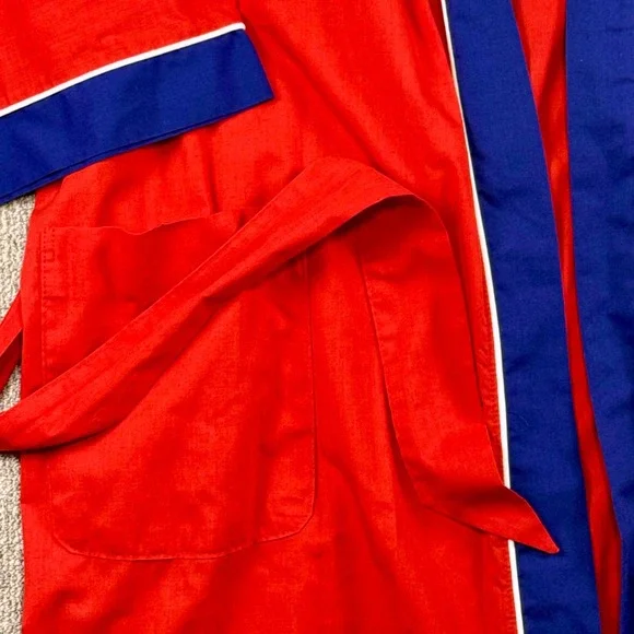 Christian Dior‎ Robe Red Blue White Logo Men's Size XL Bathrobe Loungewear - Picture 7 of 12